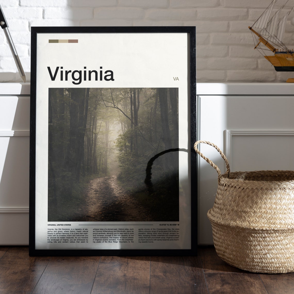 Virginia Misty Forest Path Sunlight Woodland Photography Poster - Image 5