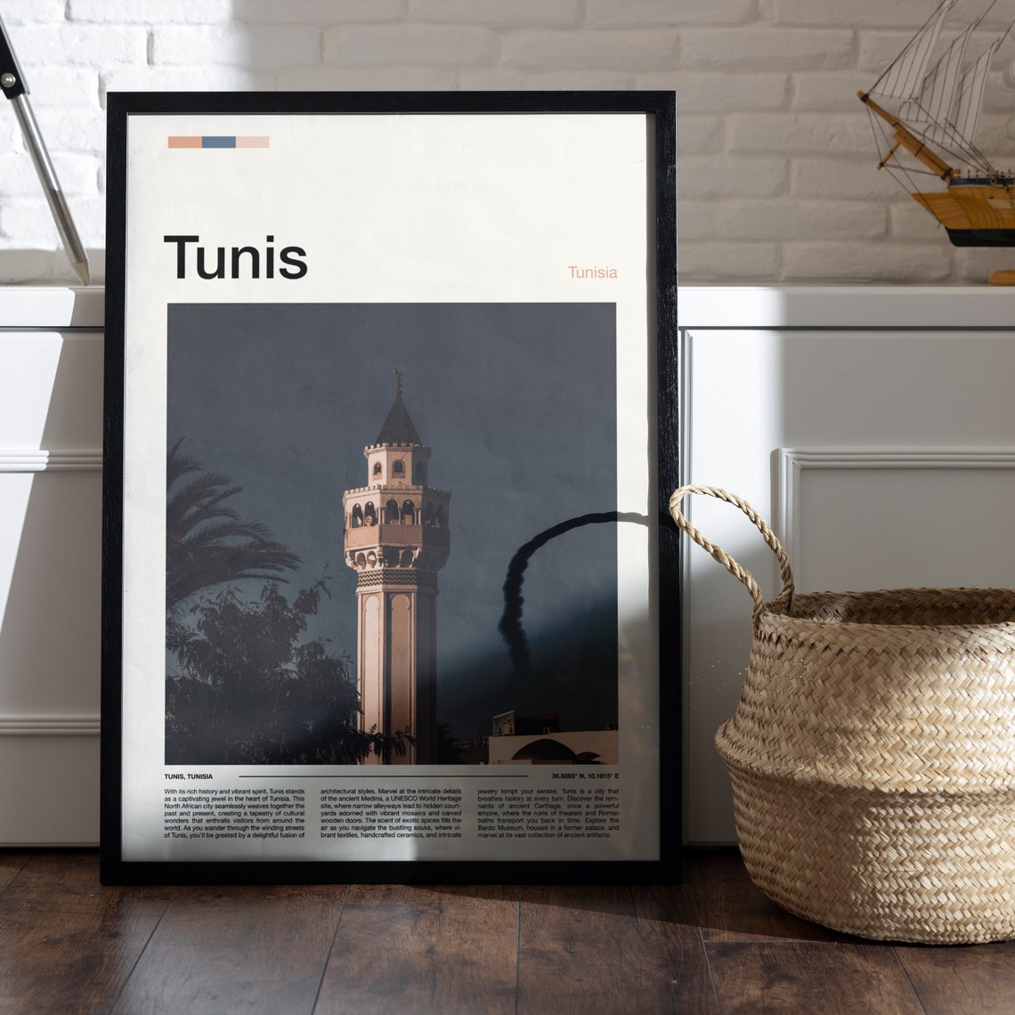 Tunis Tunisia Night Minaret Mosque Tower Travel Photo Poster - Image 4