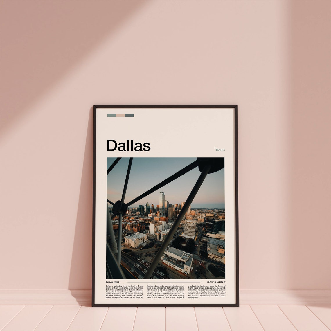 Dallas Texas Reunion Tower Skyline View Minimalist Photo Poster - Image 4
