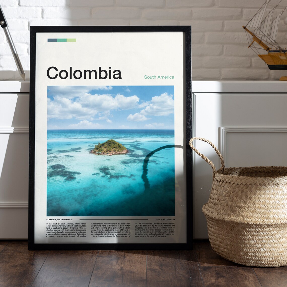 Colombia Tiny Tropical Island Turquoise Sea Aerial Photography Poster - Image 5