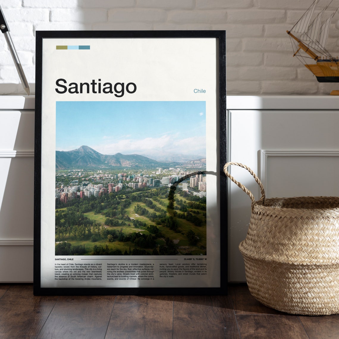 Santiago Chile Andes Mountains City Skyline View Landscape Poster - Image 4