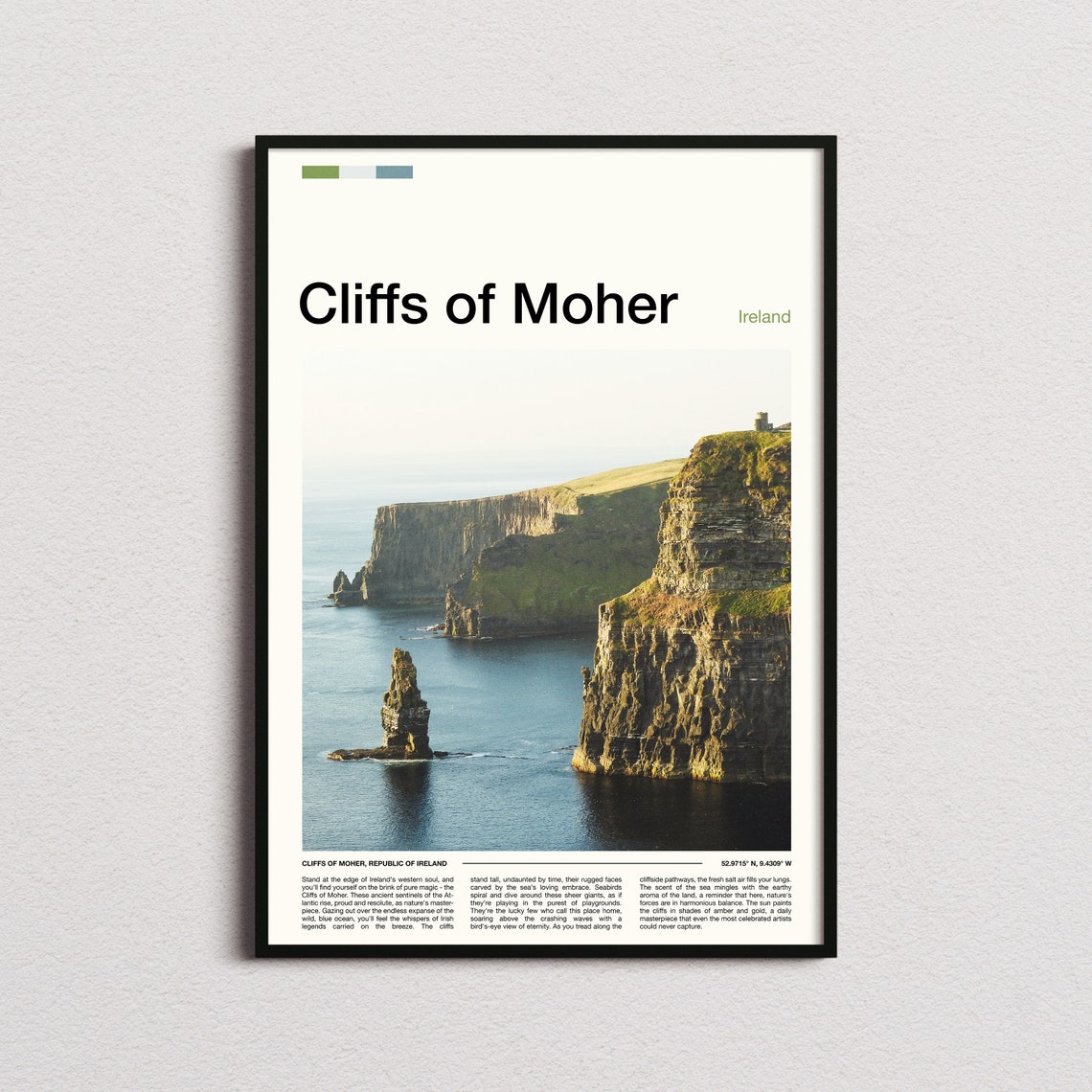 Cliffs of Moher Ireland Atlantic Sea Cliffs Golden Light Poster