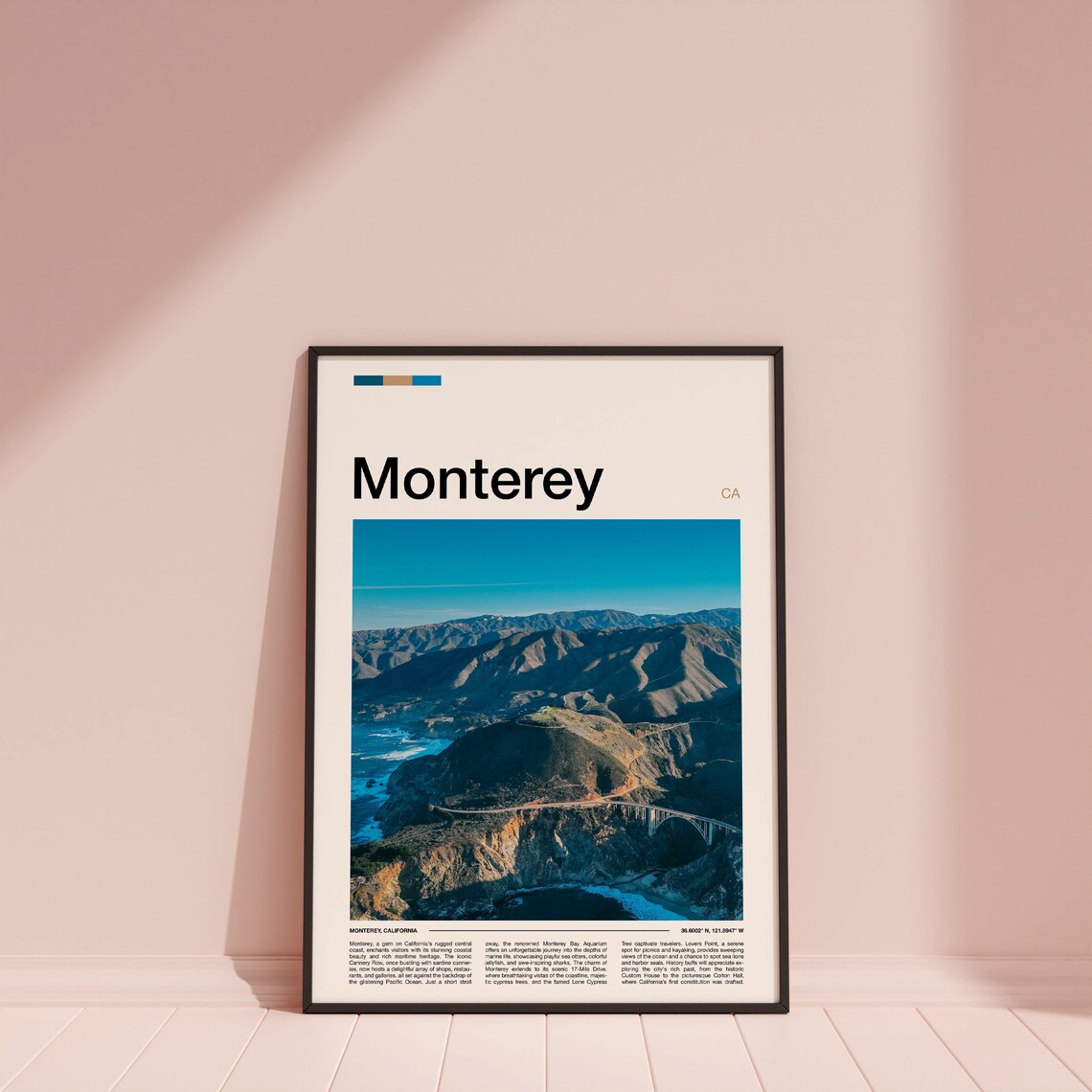 Monterey California Big Sur Bixby Bridge Coast Aerial Travel Poster - Image 4