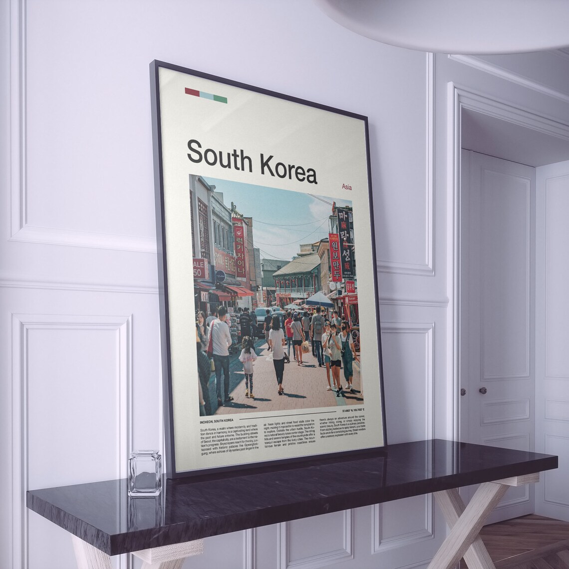 Incheon Chinatown Busy Street South Korea Minimalist Travel Poster - Image 2