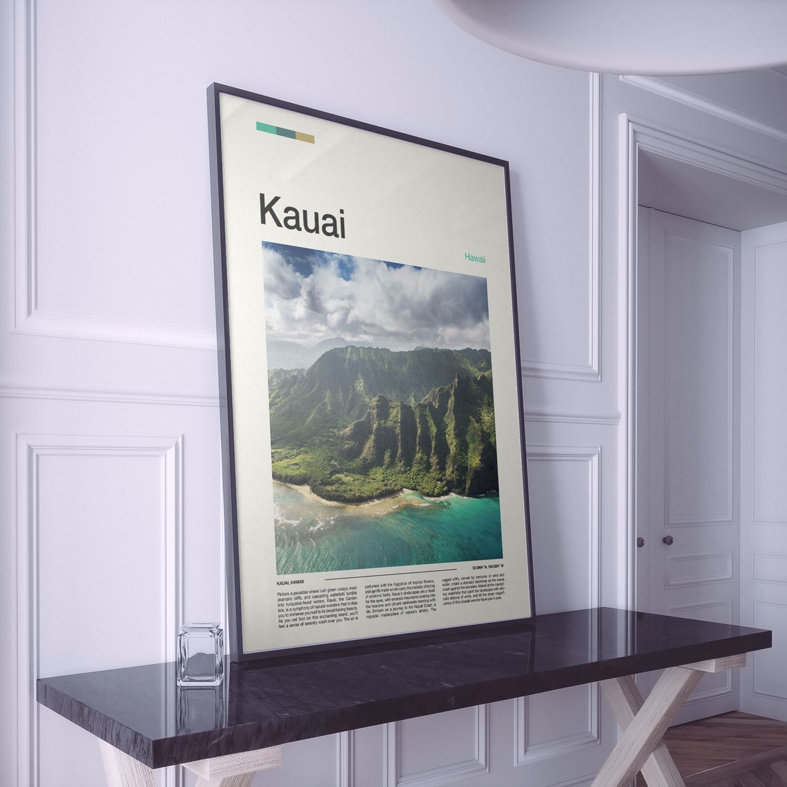 Kauai Hawaii Na Pali Coast Cliffs Turquoise Ocean Aerial View Poster - Image 2