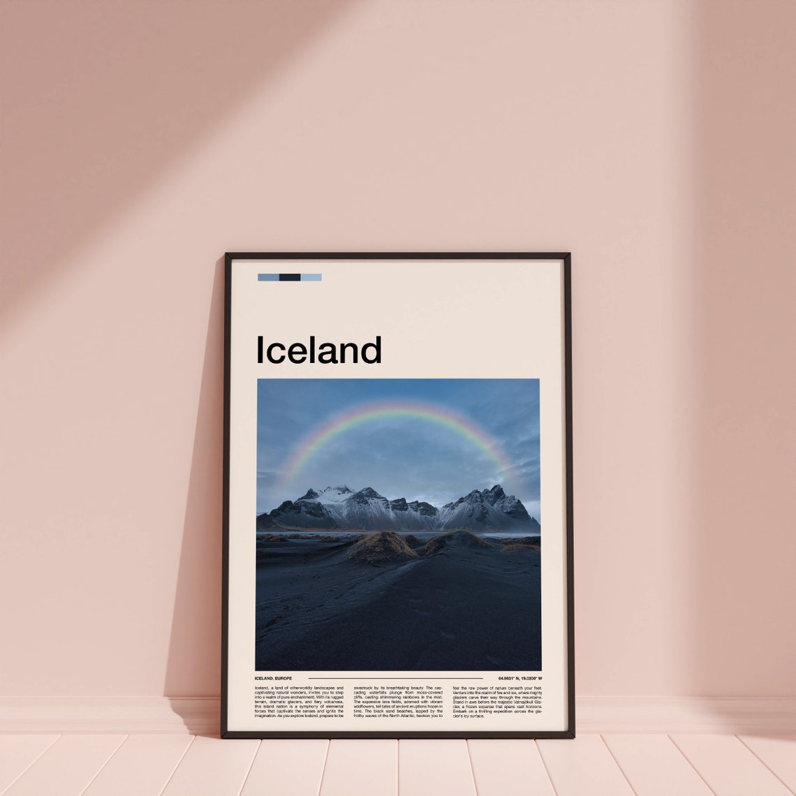 Iceland Rainbow Over Snow Capped Mountain Peaks Scenic Poster - Image 4
