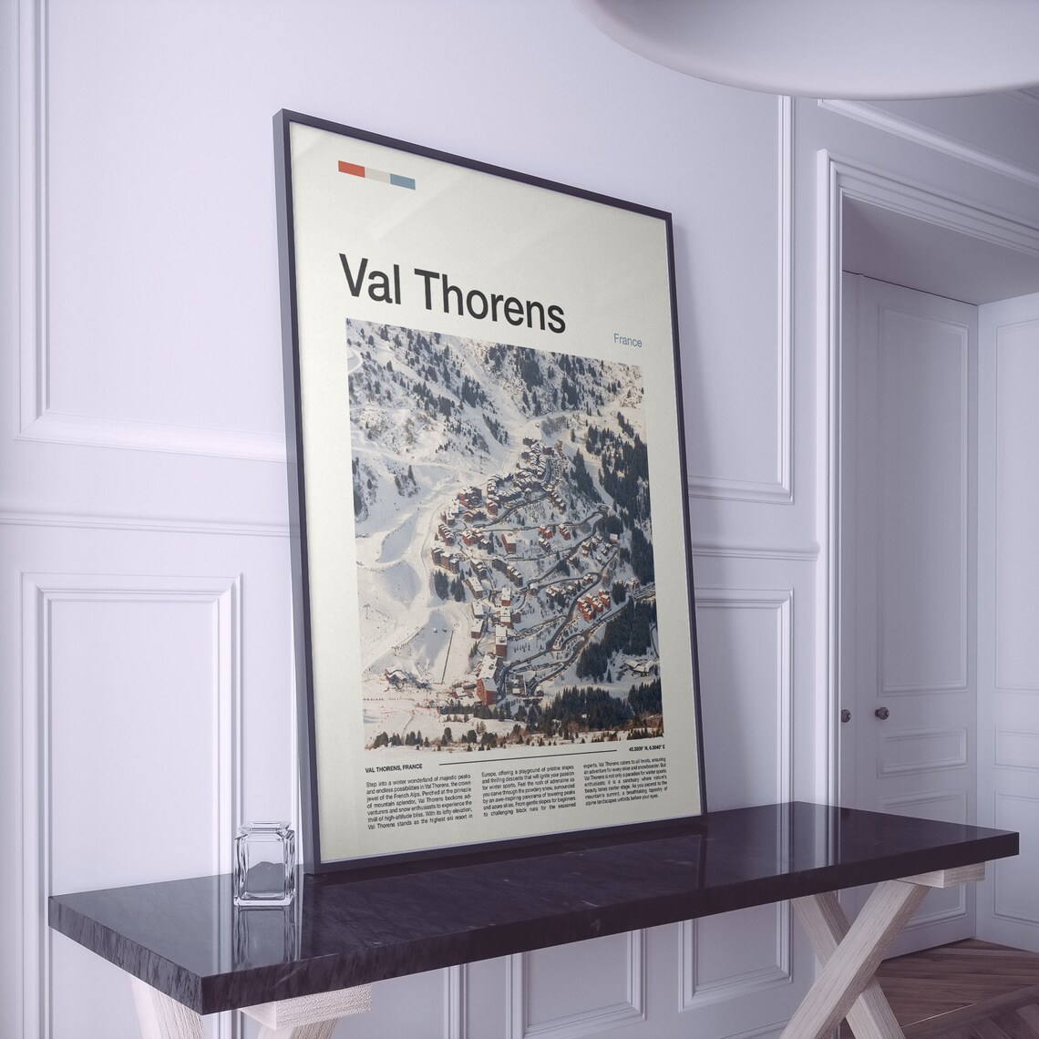 Val Thorens France Alpine Ski Village Aerial Snowy Valley Poster - Image 2
