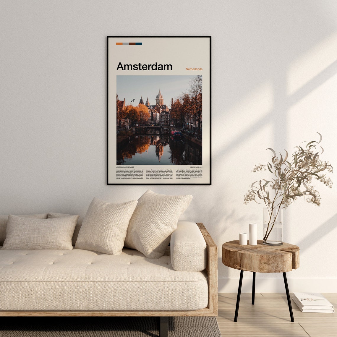 Amsterdam Netherlands Canal Houses Autumn Reflection City Poster - Image 3