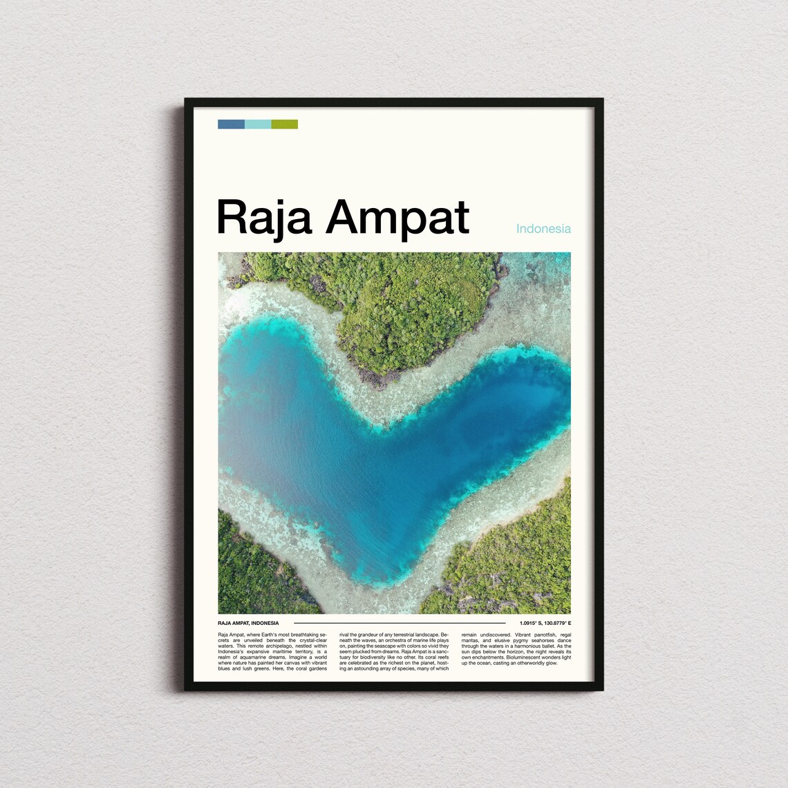 Raja Ampat Indonesia Heart Shaped Turquoise Lagoon Aerial View Poster