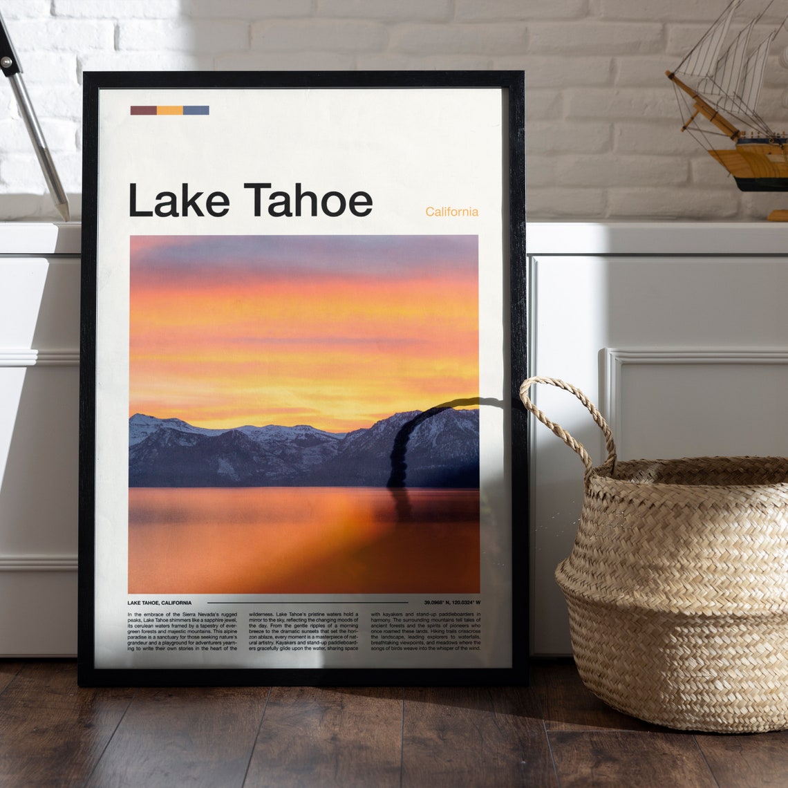 Lake Tahoe Print Lake Tahoe Poster Lake Tahoe Wall Art California Art Print Lake Tahoe Photo - Image 4