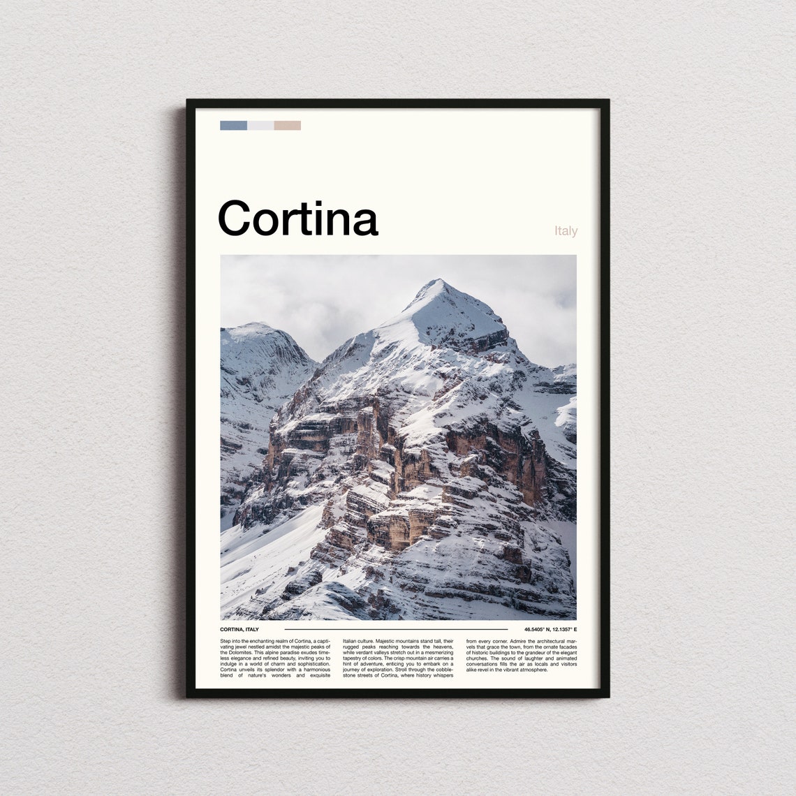 Cortina Italy Dolomites Snowy Alpine Peaks Winter Ski Poster