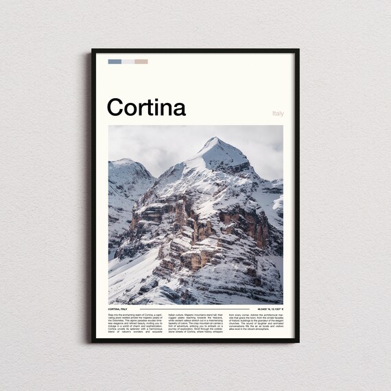 Cortina Italy Dolomites Snowy Alpine Peaks Winter Ski Poster