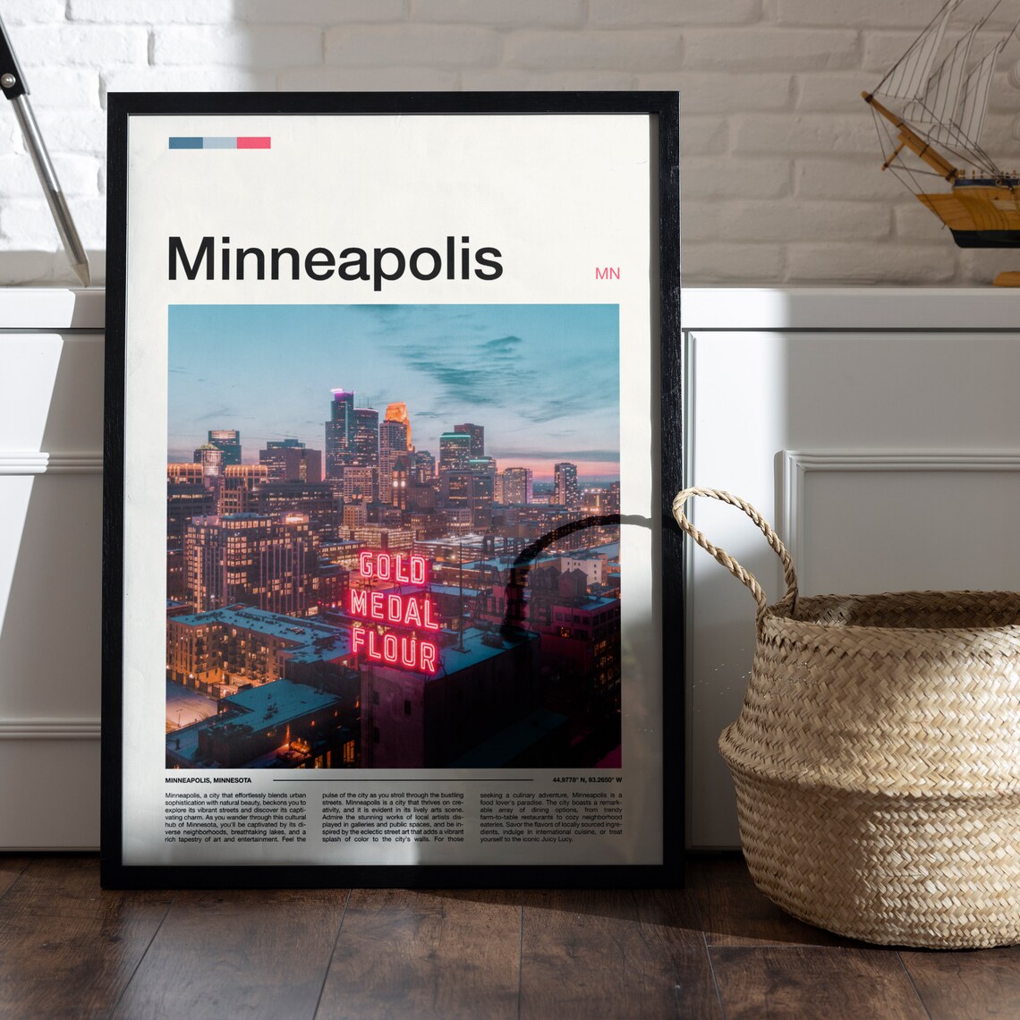 Minneapolis Minnesota Gold Medal Flour Neon Sign Night City Poster - Image 5