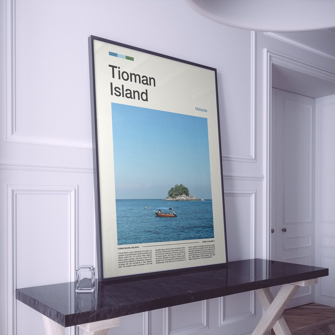 Tioman Island Malaysia Tropical Islet Boat Ocean Photography Poster - Image 2