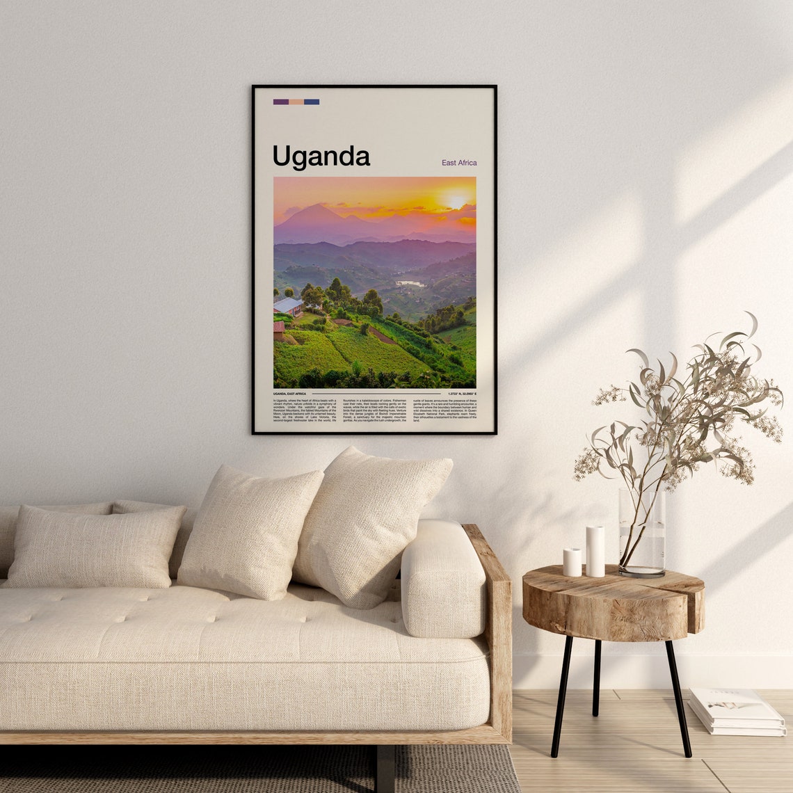 Uganda East Africa Green Hills Sunset Valley Panorama Poster - Image 3
