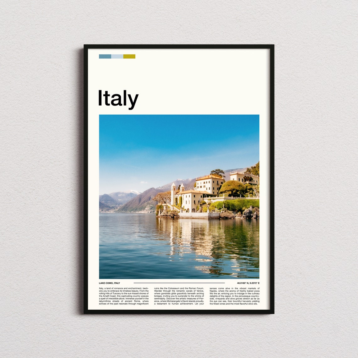 Lake Como Italy Alpine Villa Lakeshore Mountain Reflection Poster
