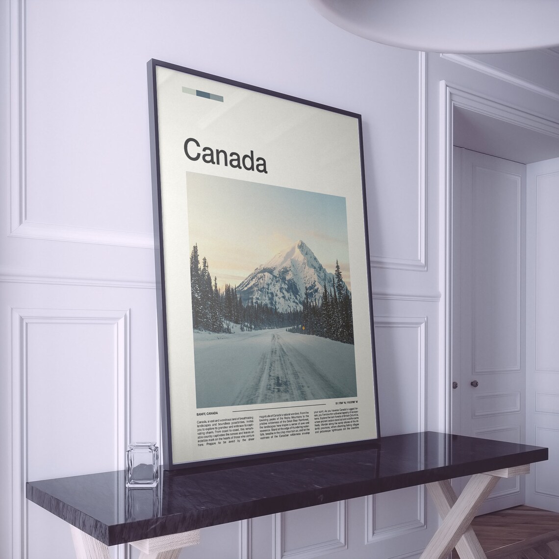 Canada Banff Snowy Mountain Road Winter Pines Photography Poster - Image 2