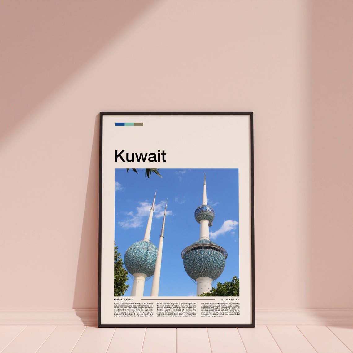 Kuwait City Kuwait Towers Mosaic Spheres Landmark Travel Poster - Image 4