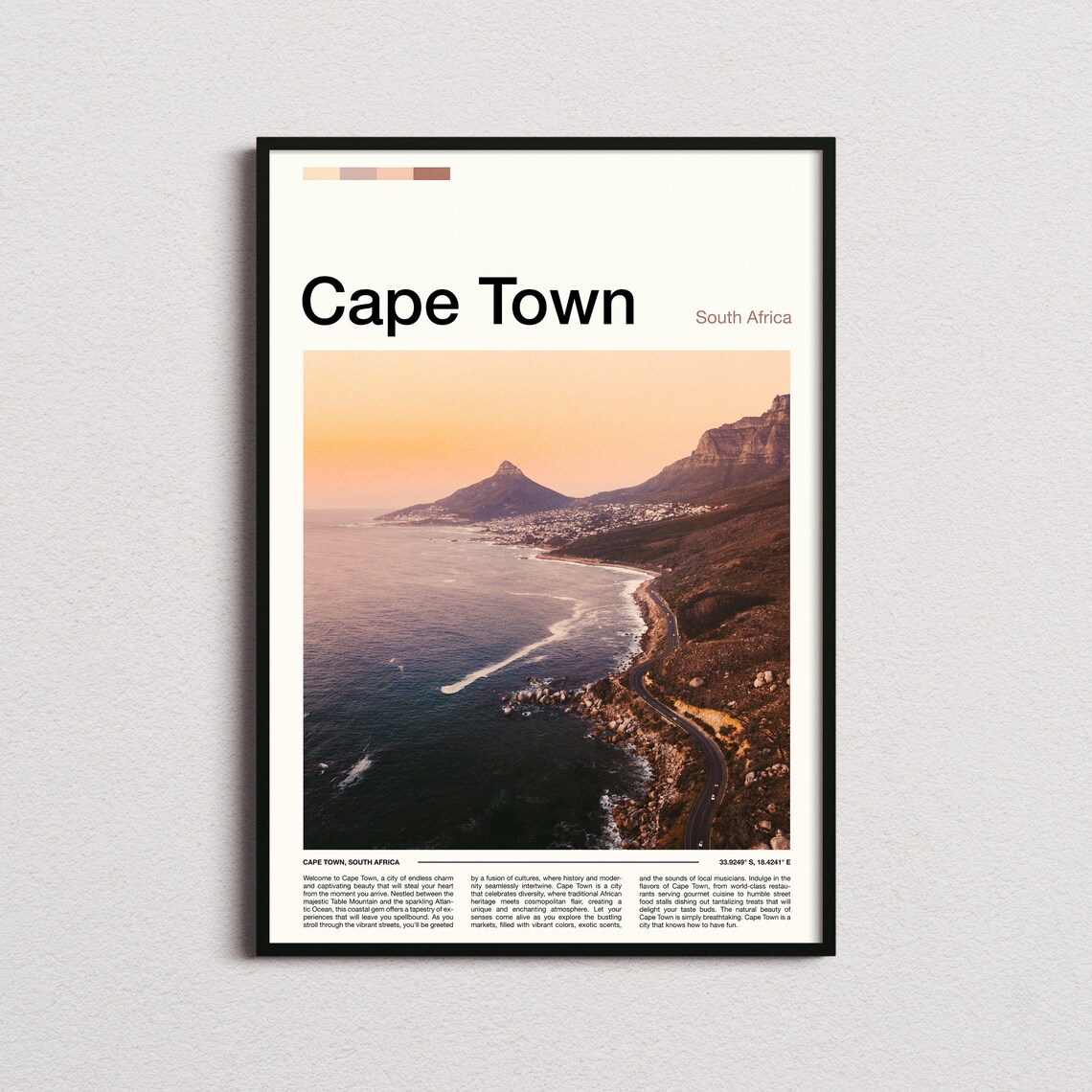 Cape Town South Africa Coastline Sunset Lion's Head Ocean View Poster
