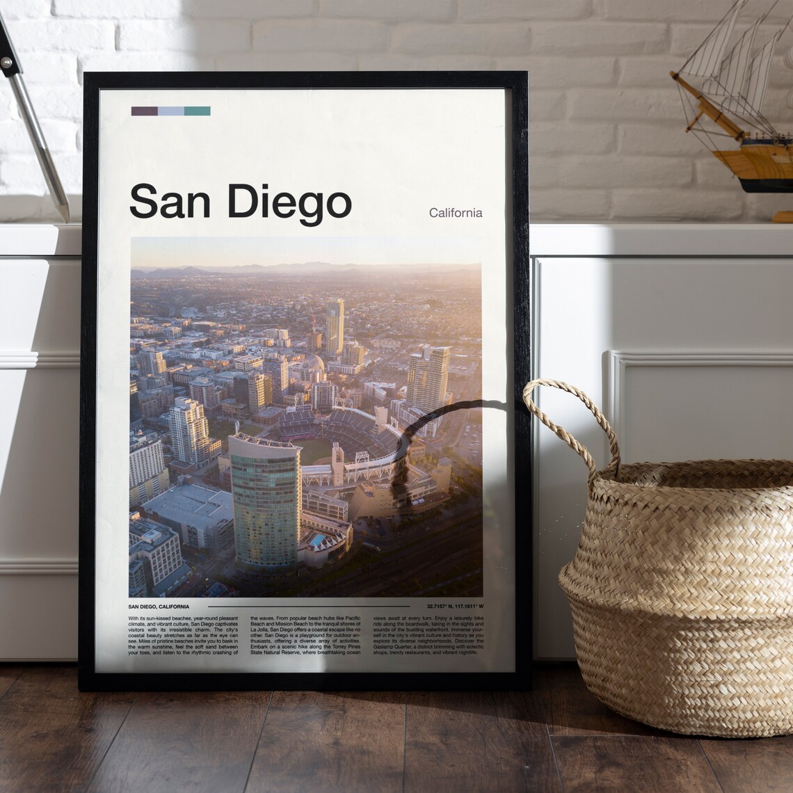 San Diego California Downtown Stadium Aerial Minimalist Photo Poster - Image 5