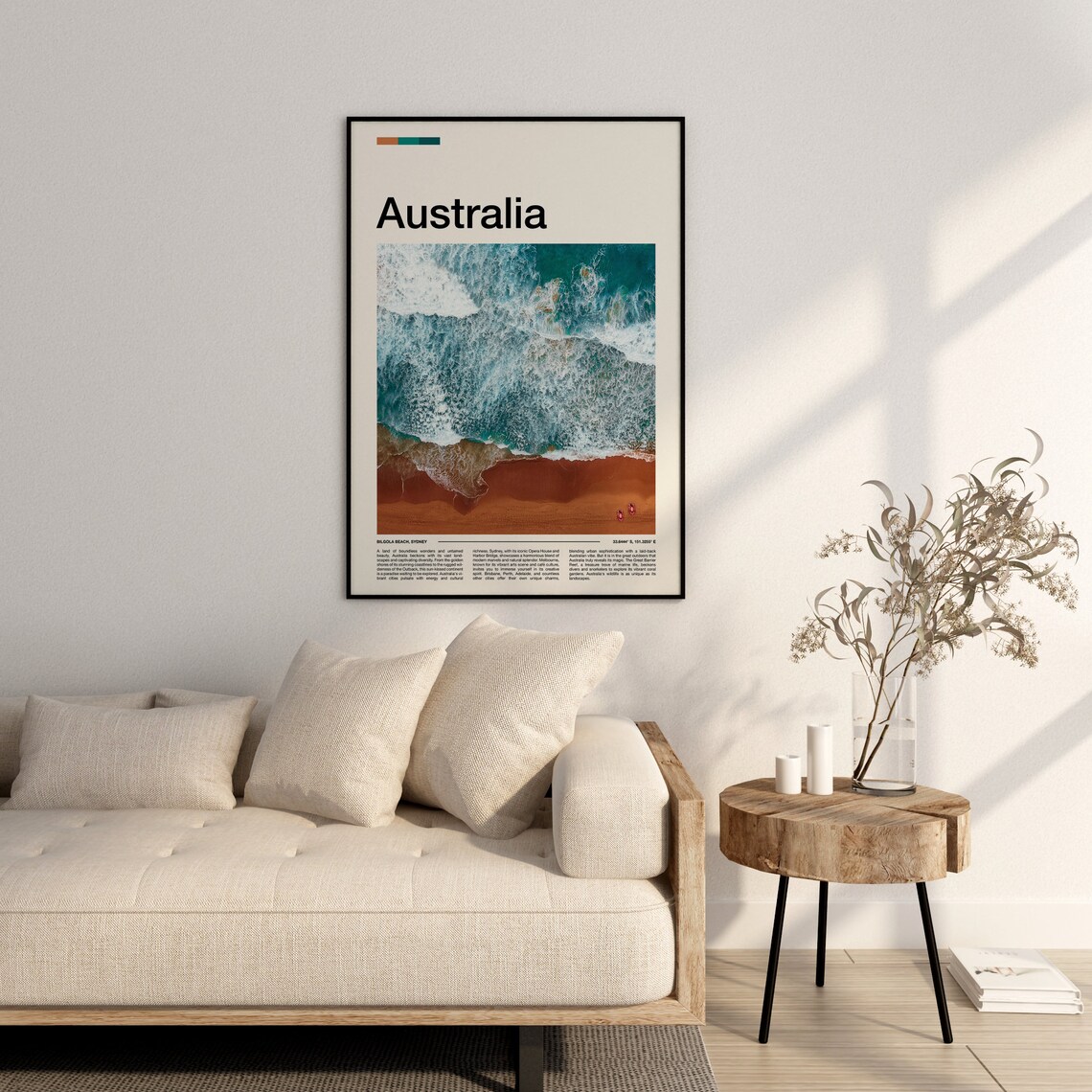 Australia Sydney Bilgola Beach Ocean Waves Aerial Travel Poster - Image 2