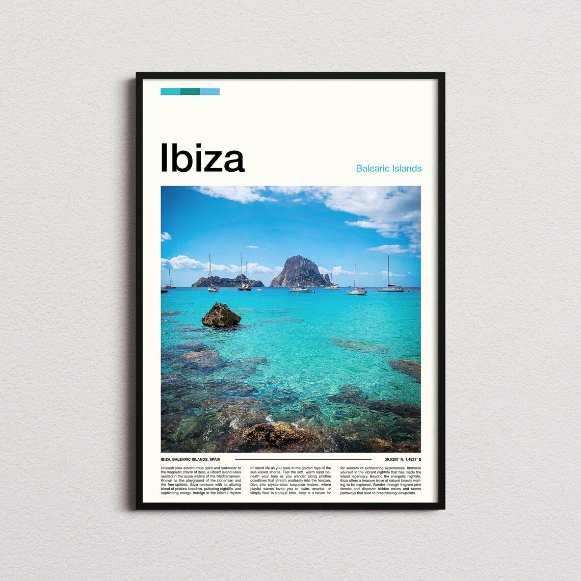 Ibiza Balearic Islands Es Vedra Rocky Islet Sailboats Poster