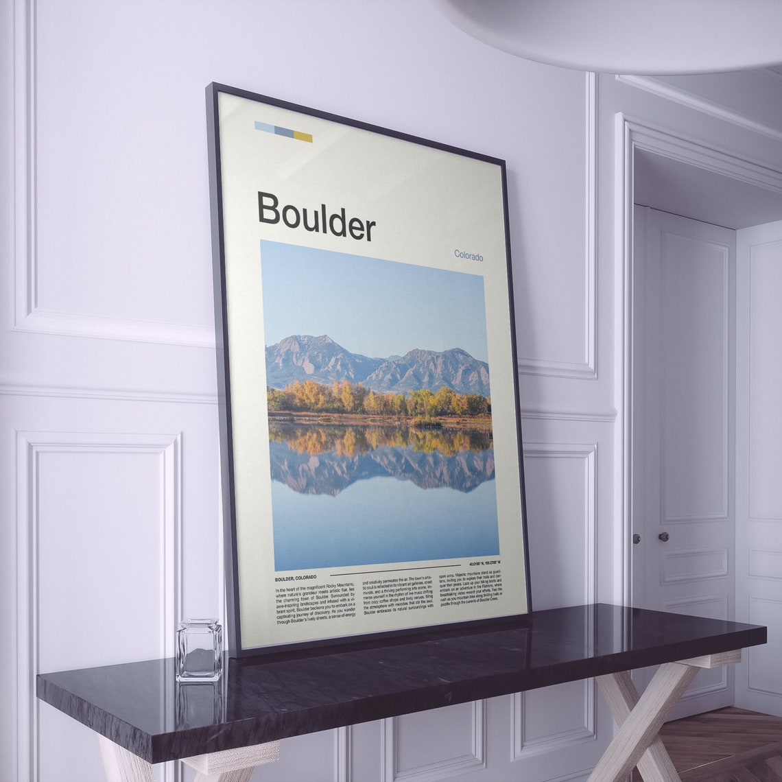 Boulder Colorado Mountain Lake Reflection Autumn Peaks Poster - Image 2