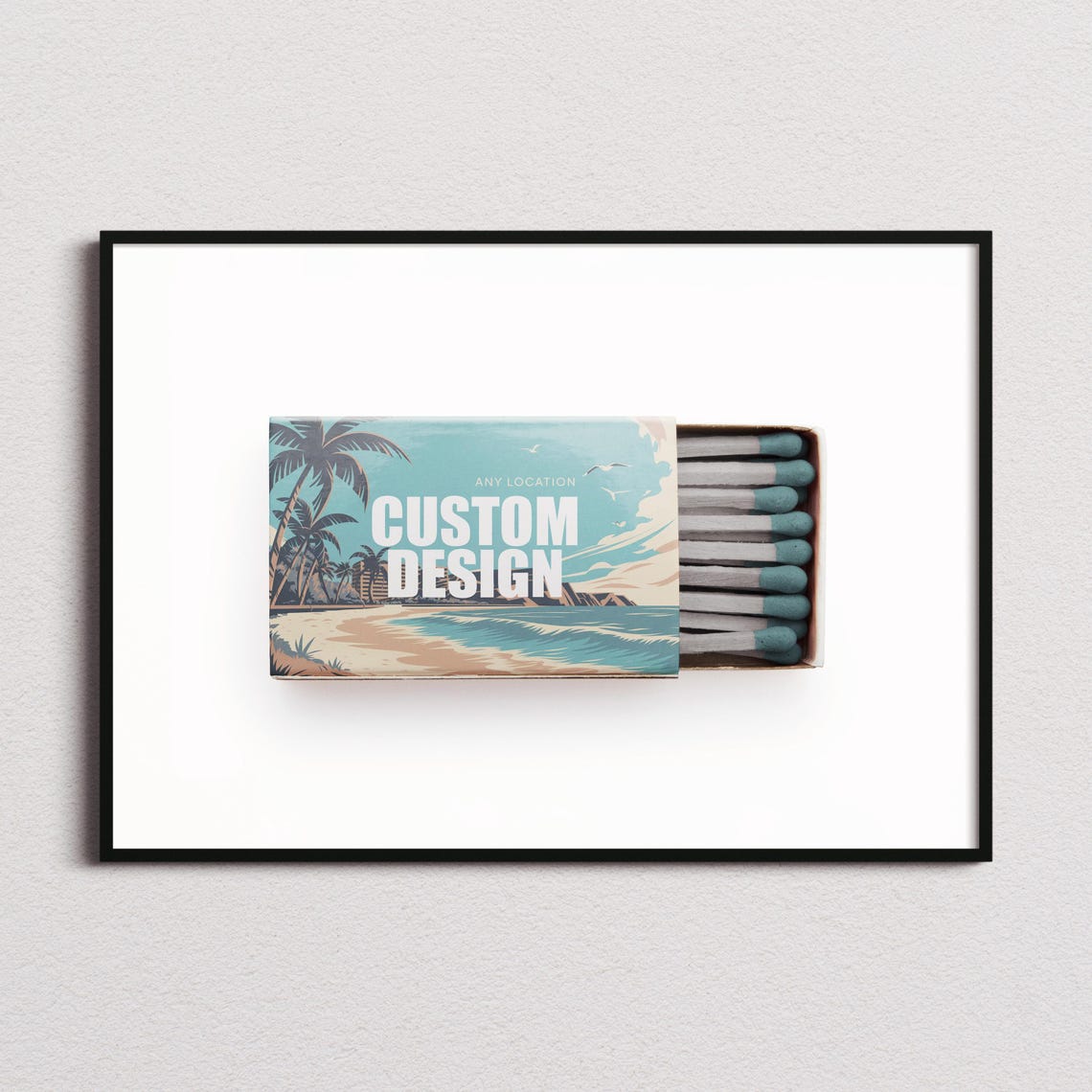Custom Destination Matchbox Beach Palm Horizontal Art Poster