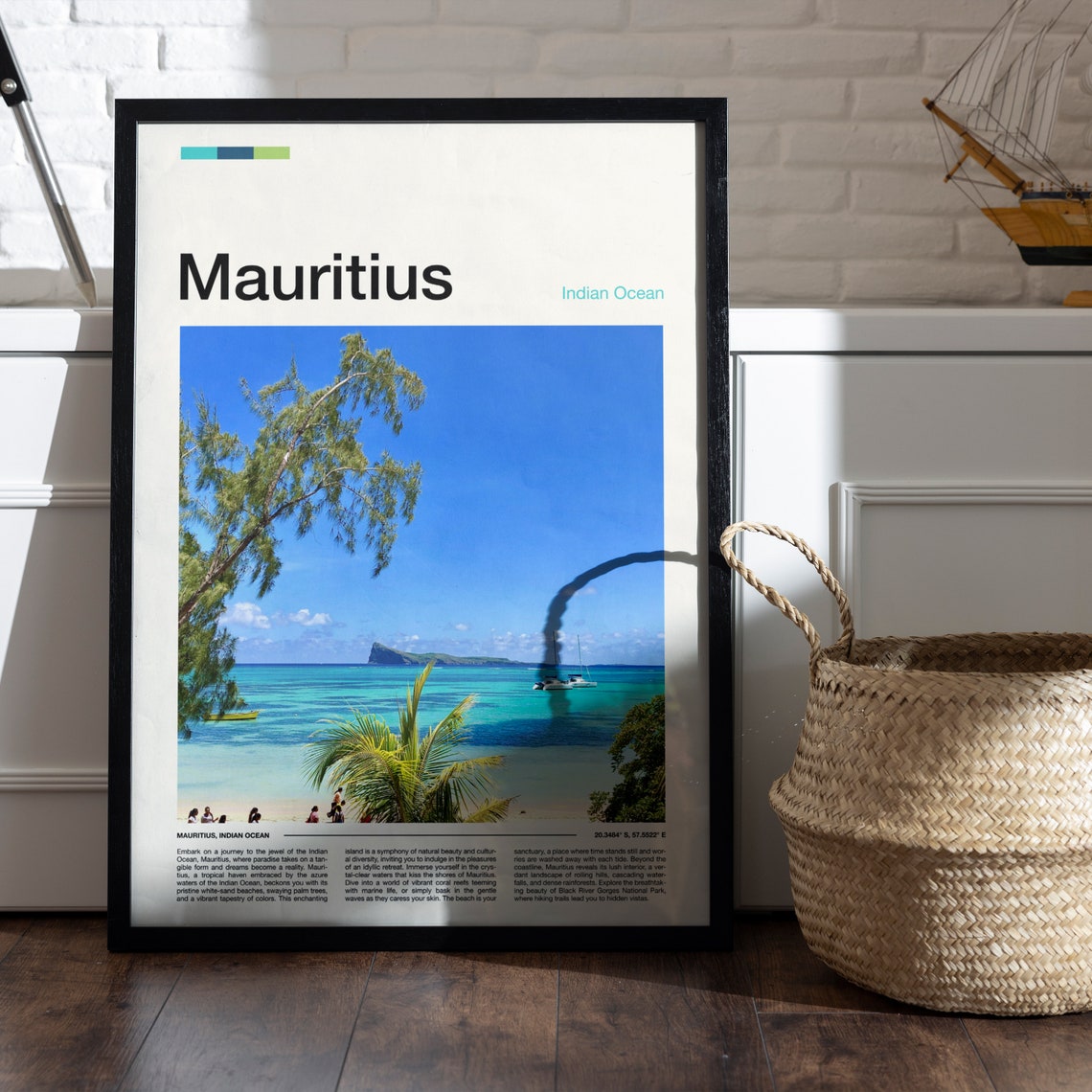 Mauritius Tropical Beach Indian Ocean Palm Paradise Sailboat Poster - Image 4