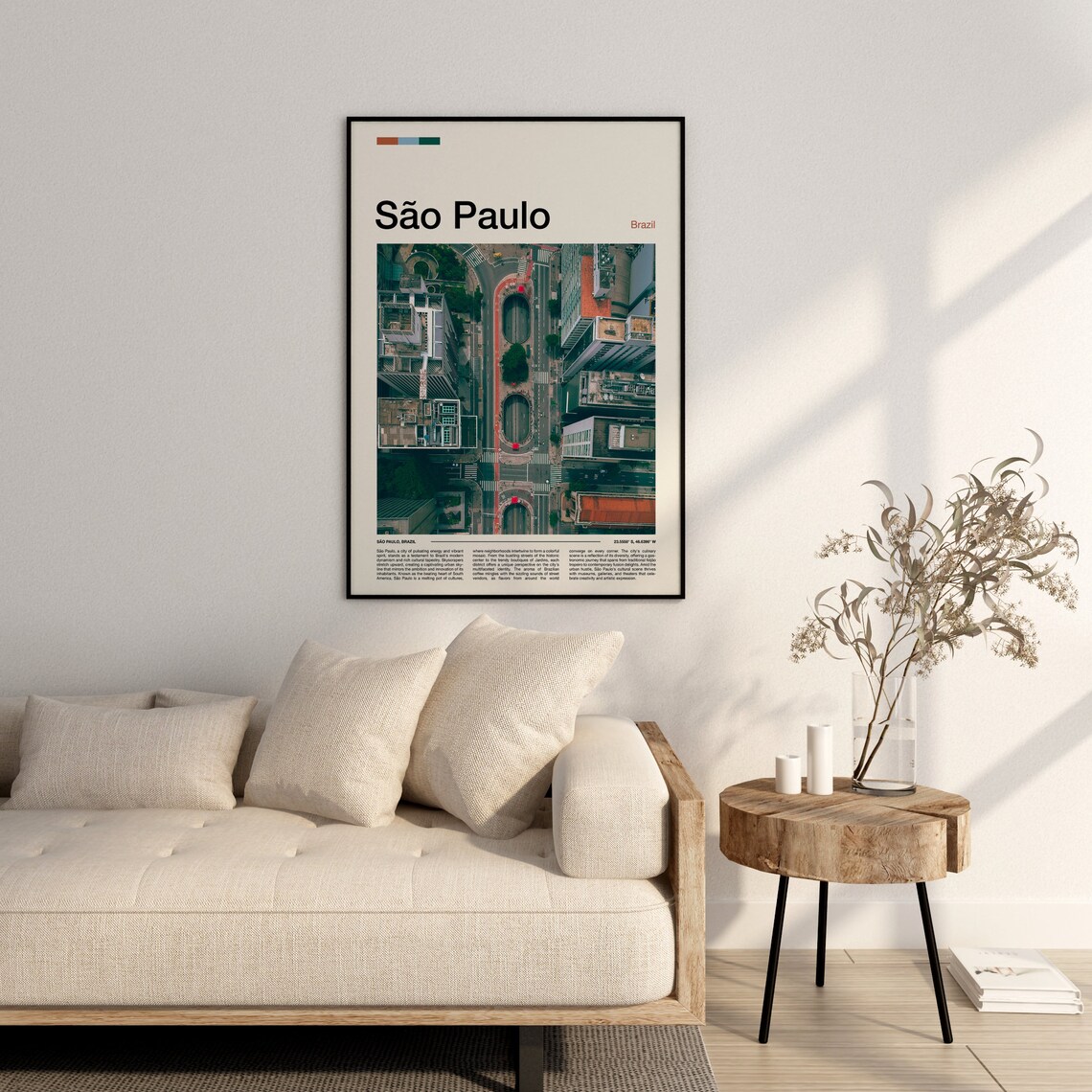 Sao Paulo Brazil Avenida Paulista Aerial View City Travel Poster - Image 2
