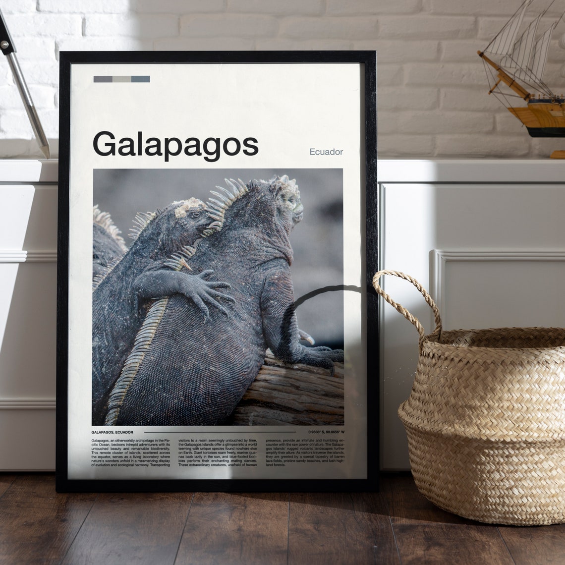 Galapagos Ecuador Marine Iguanas Wildlife Close Up Nature Poster - Image 5