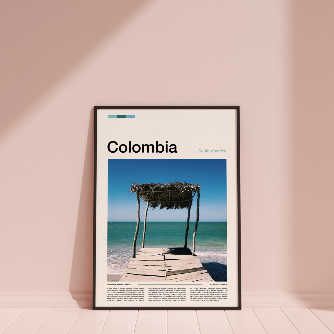 Colombia Beach Palapa Hut Wooden Pier Ocean Photography Poster - Image 4