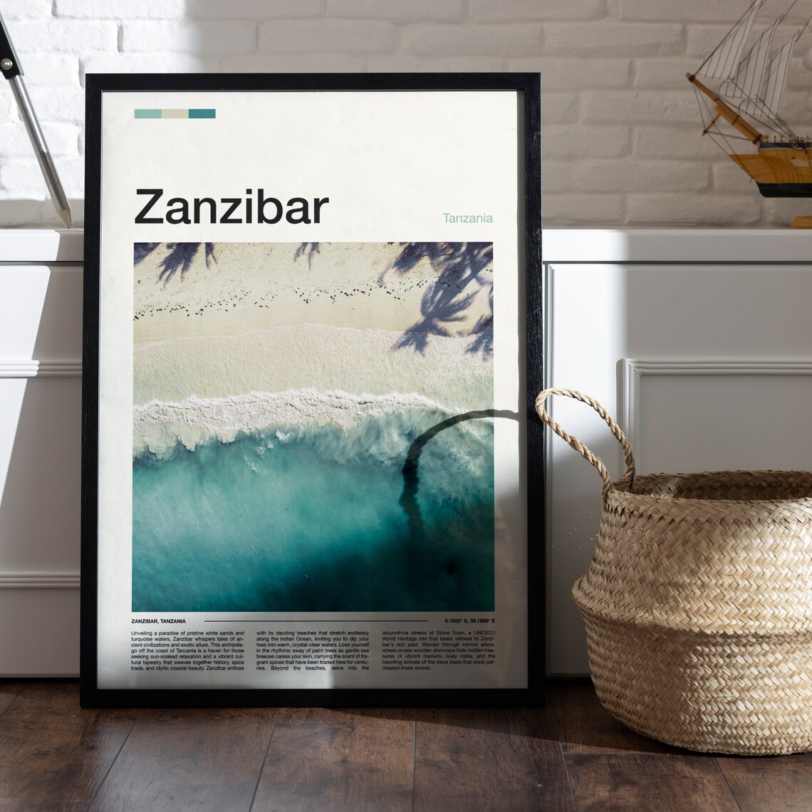 Zanzibar Tanzania Aerial White Sand Beach Teal Ocean Scenic Poster - Image 5