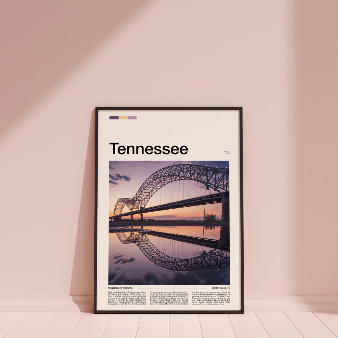 Tennessee Memphis Mississippi River Bridge Sunset Reflection Poster - Image 4