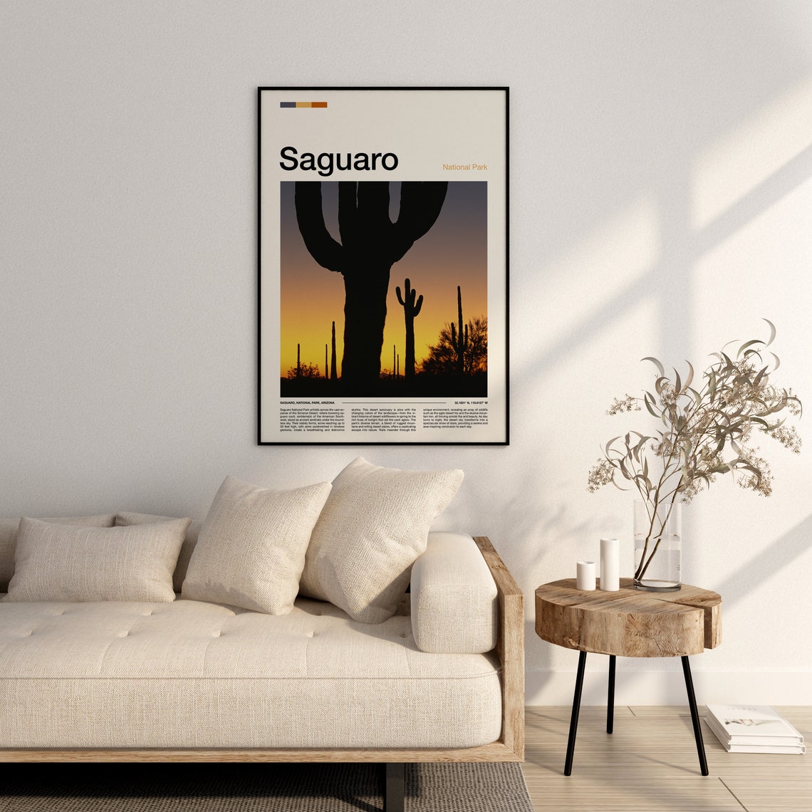 Saguaro National Park Arizona Desert Cactus Silhouette Sunset Poster - Image 3