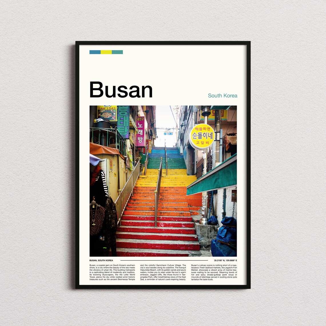 Busan South Korea Rainbow Stairs Street Signs Culture Art Poster