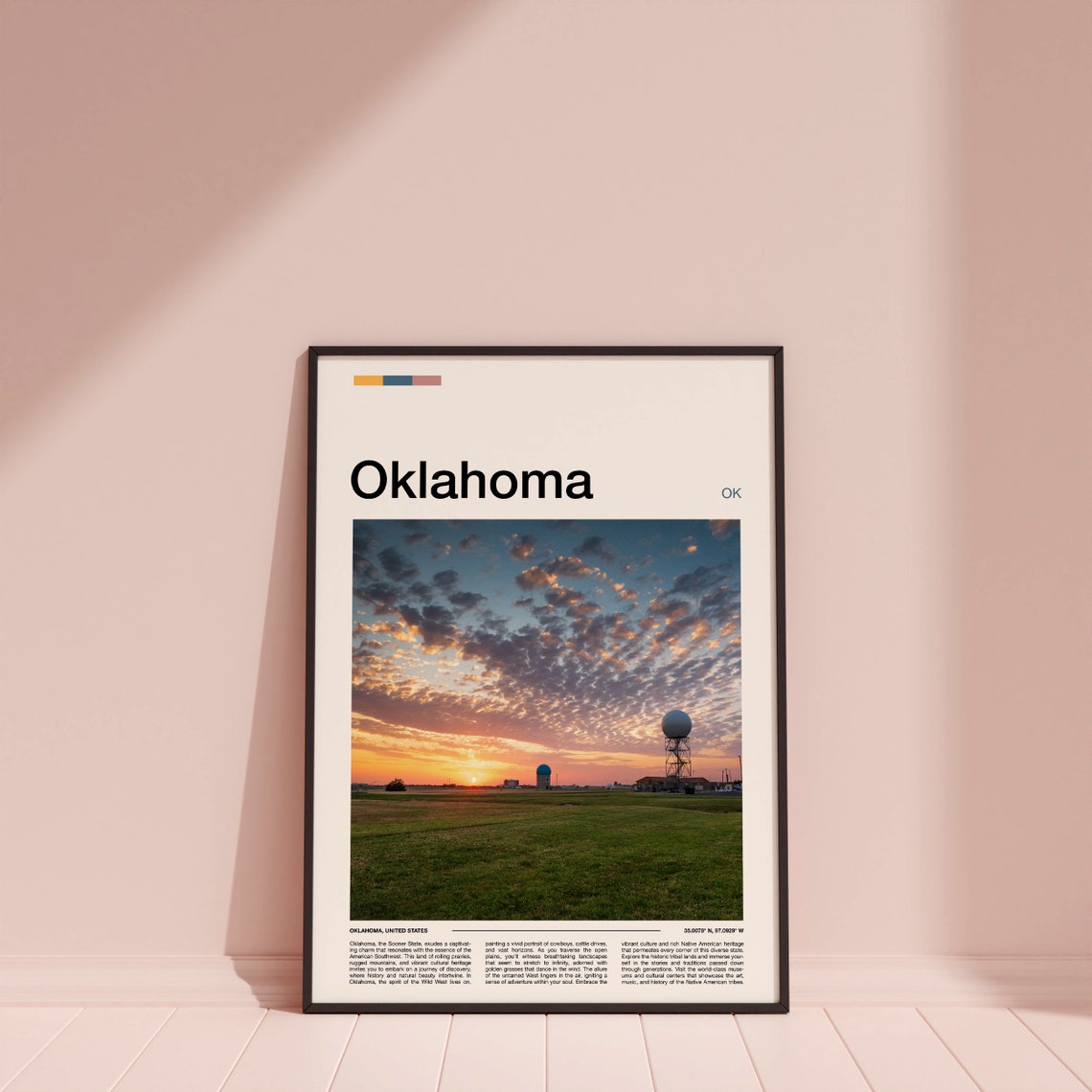 Oklahoma Prairie Sunset Radar Towers Open Sky Landscape Poster - Image 4