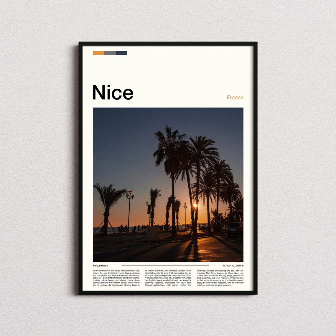 Nice France Sunset Palm Promenade Riviera Mediterranean Coast Poster
