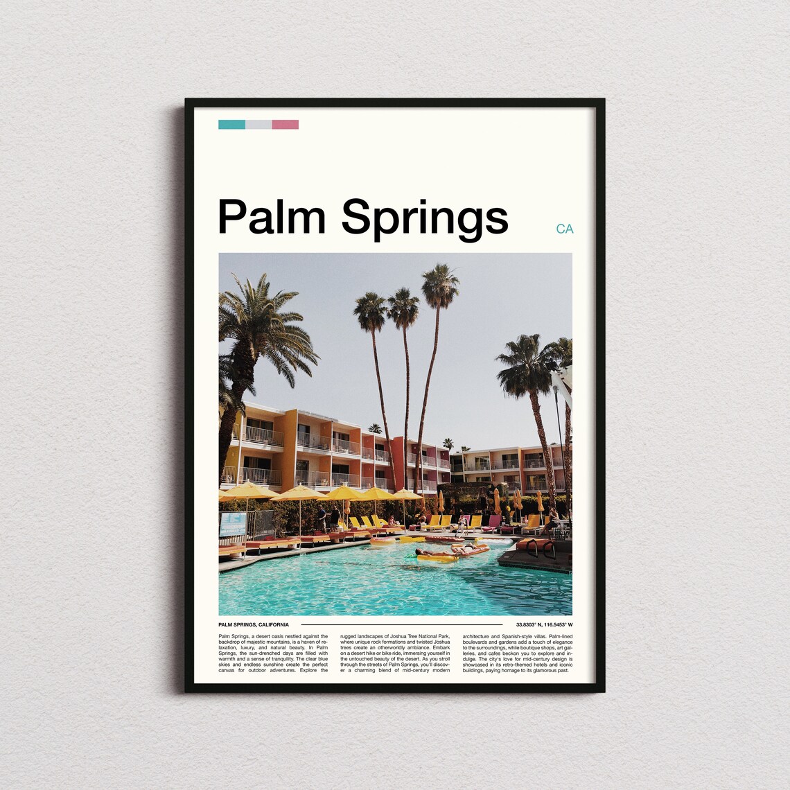 Palm Springs California Resort Pool Palms Mid Century Photo Poster