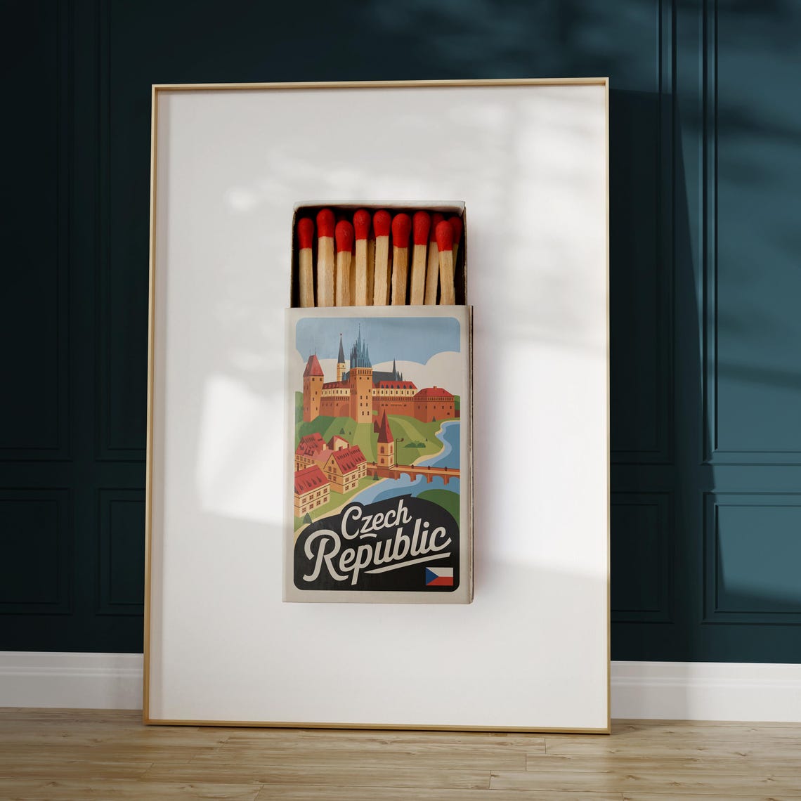 Czech Republic Matchbox Prague Castle Vintage Travel Art Poster - Image 5