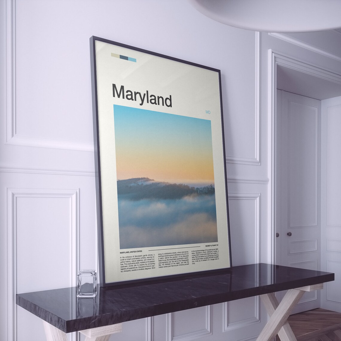 Maryland Misty Sunrise Lake Hills Morning Fog Photography Poster - Image 2