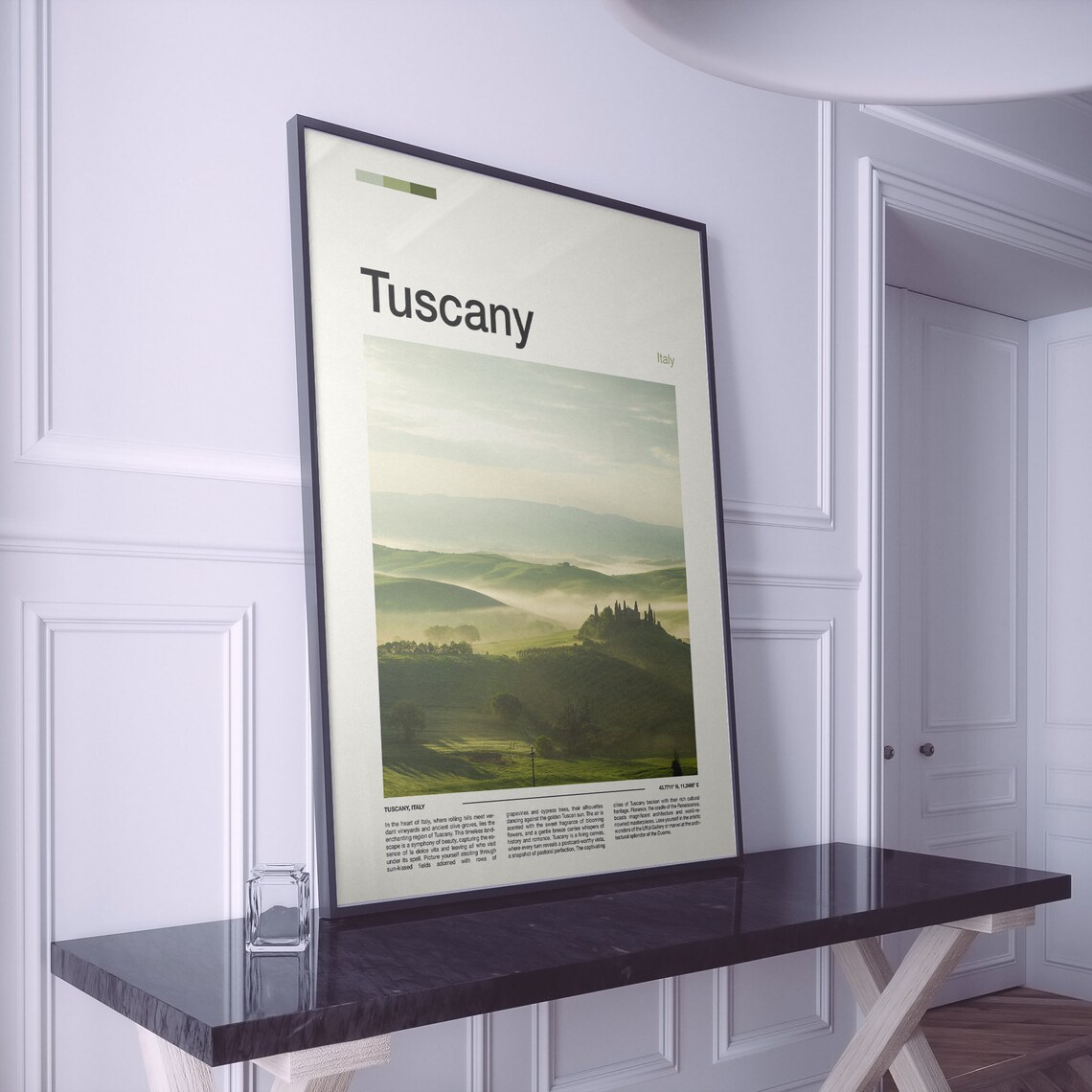 Tuscany Italy Rolling Green Hills Misty Morning Landscape Poster - Image 2