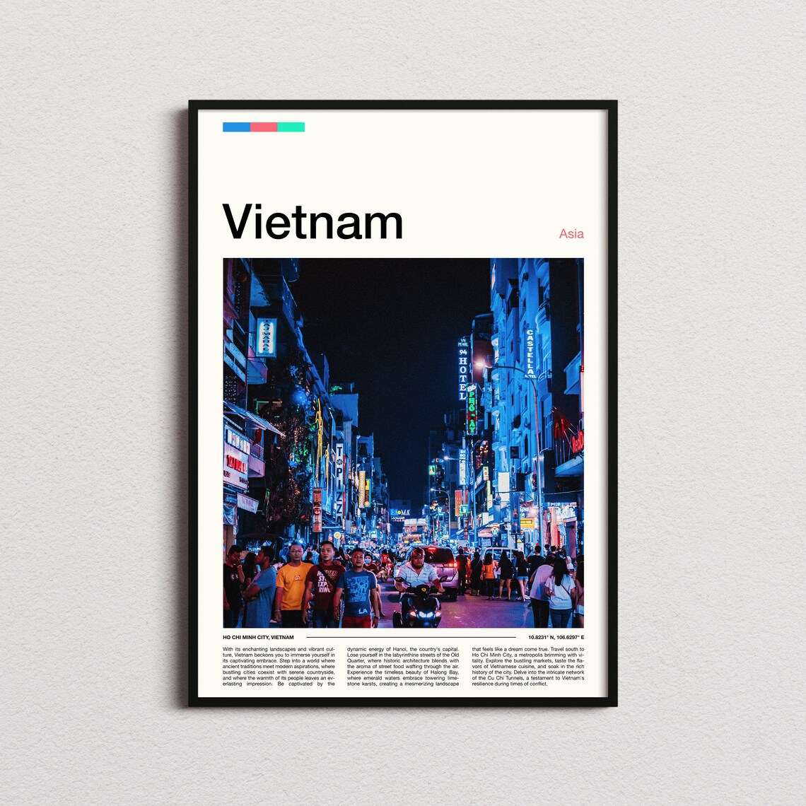 Vietnam Ho Chi Minh City Neon Street Asia Night Cityscape Poster
