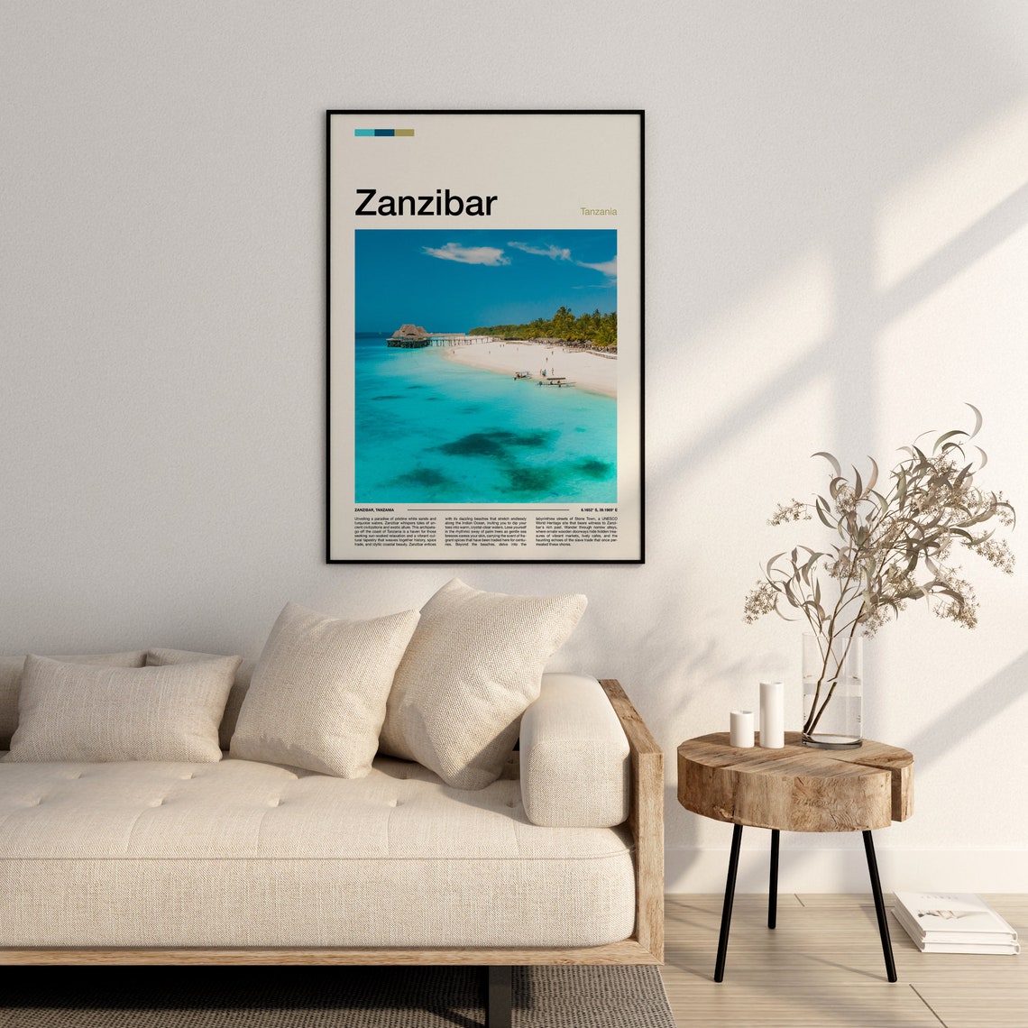 Zanzibar Tanzania White Sand Beach Pier Turquoise Sea Poster - Image 3