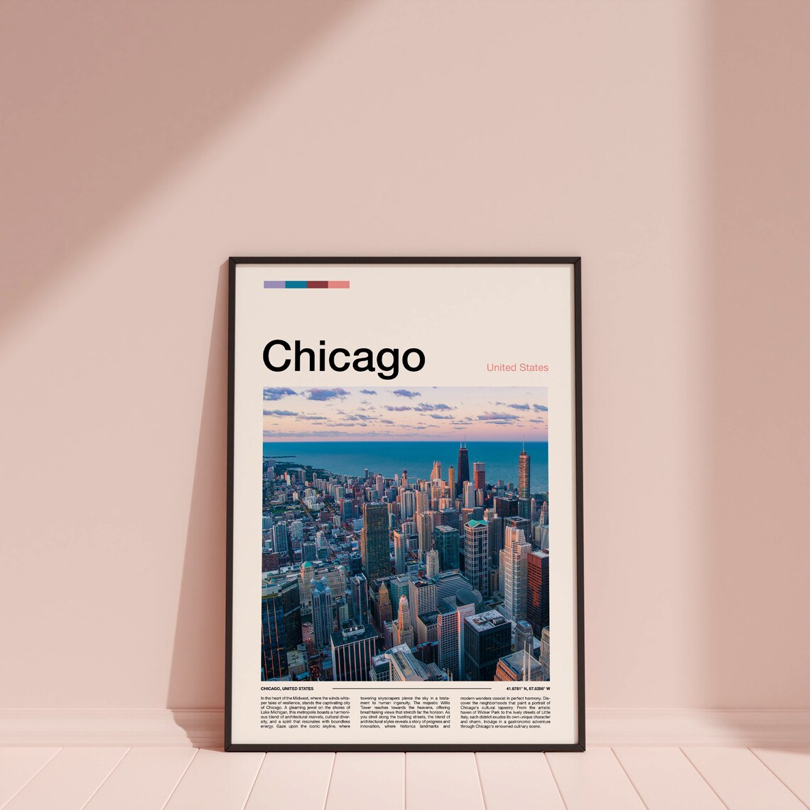 Chicago United States Aerial Skyline Lake Michigan Dusk Photo Poster - Image 3