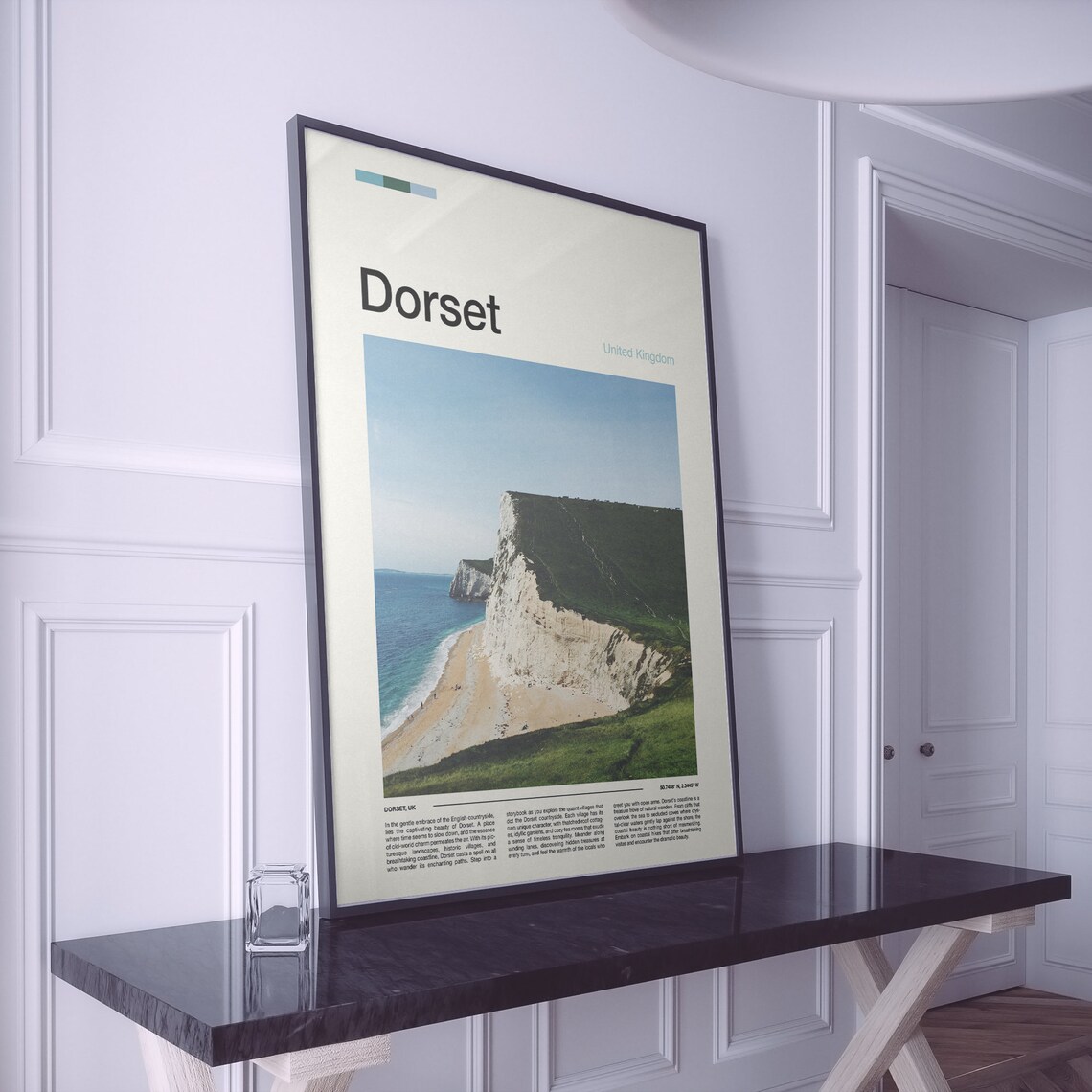 Dorset England Grassy Chalk Headland Towering Sea Cliff View Poster - Image 2