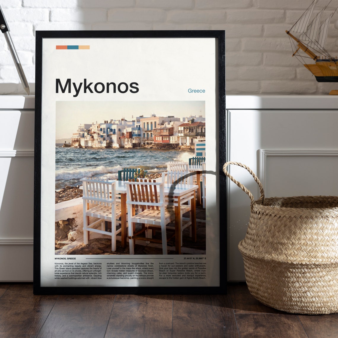 Mykonos Greece Waterfront Cafe Little Venice Aegean Sea Travel Poster - Image 4