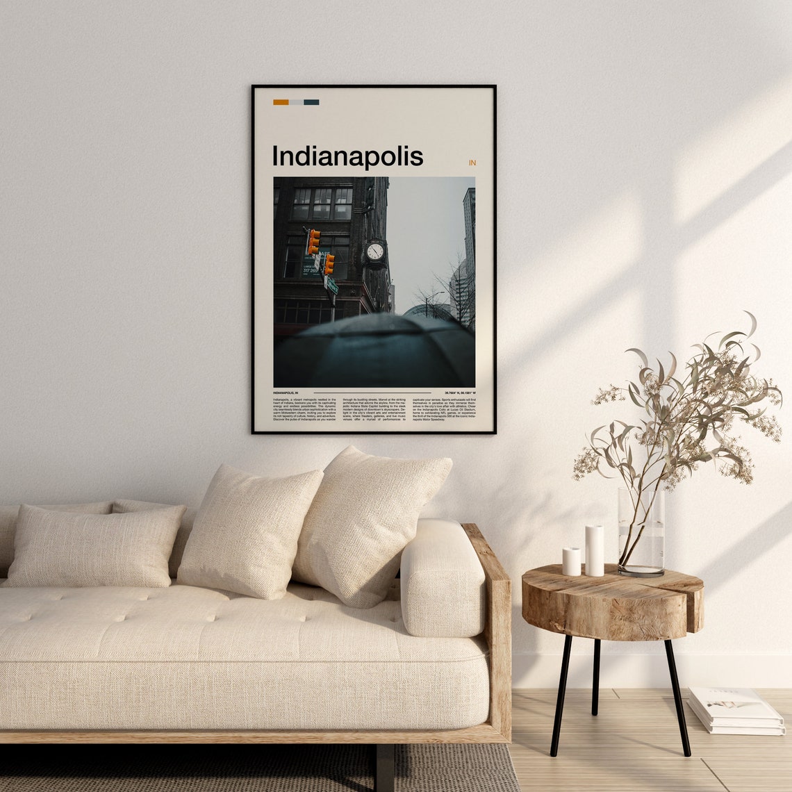 Indianapolis Indiana Street Corner Traffic Lights Vintage Clock Poster - Image 3