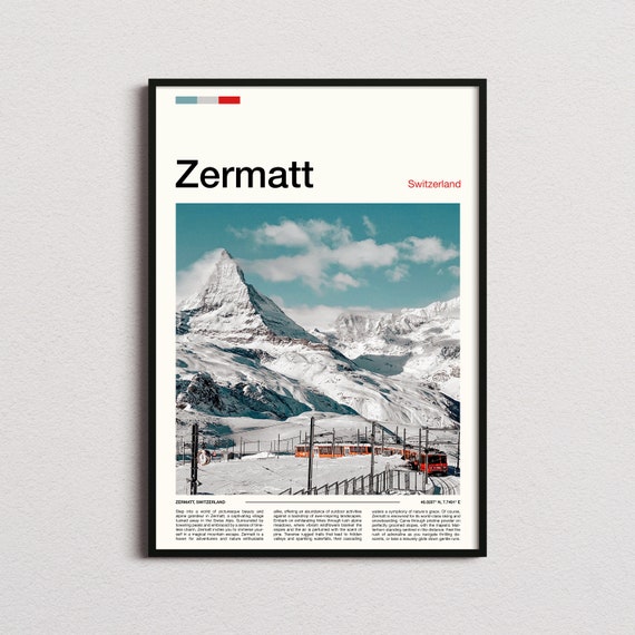 Zermatt Print Zermatt Poster Zermatt Wall Art Zermatt Art Print Zermatt Photo Ski Resort Print Skiing Prints