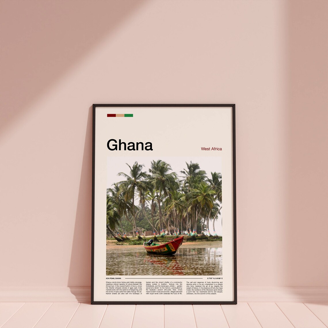 Ghana Ada Foah Colorful Fishing Boat Palm Trees Photography Poster - Image 4